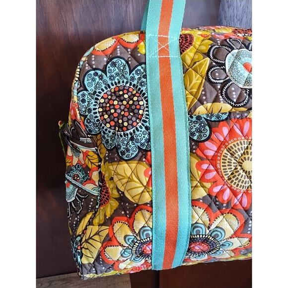Vera Bradley Flower Shower Overnight Diaper Duffle Bag Tote Floral Quilted Zip - Picture 2 of 12